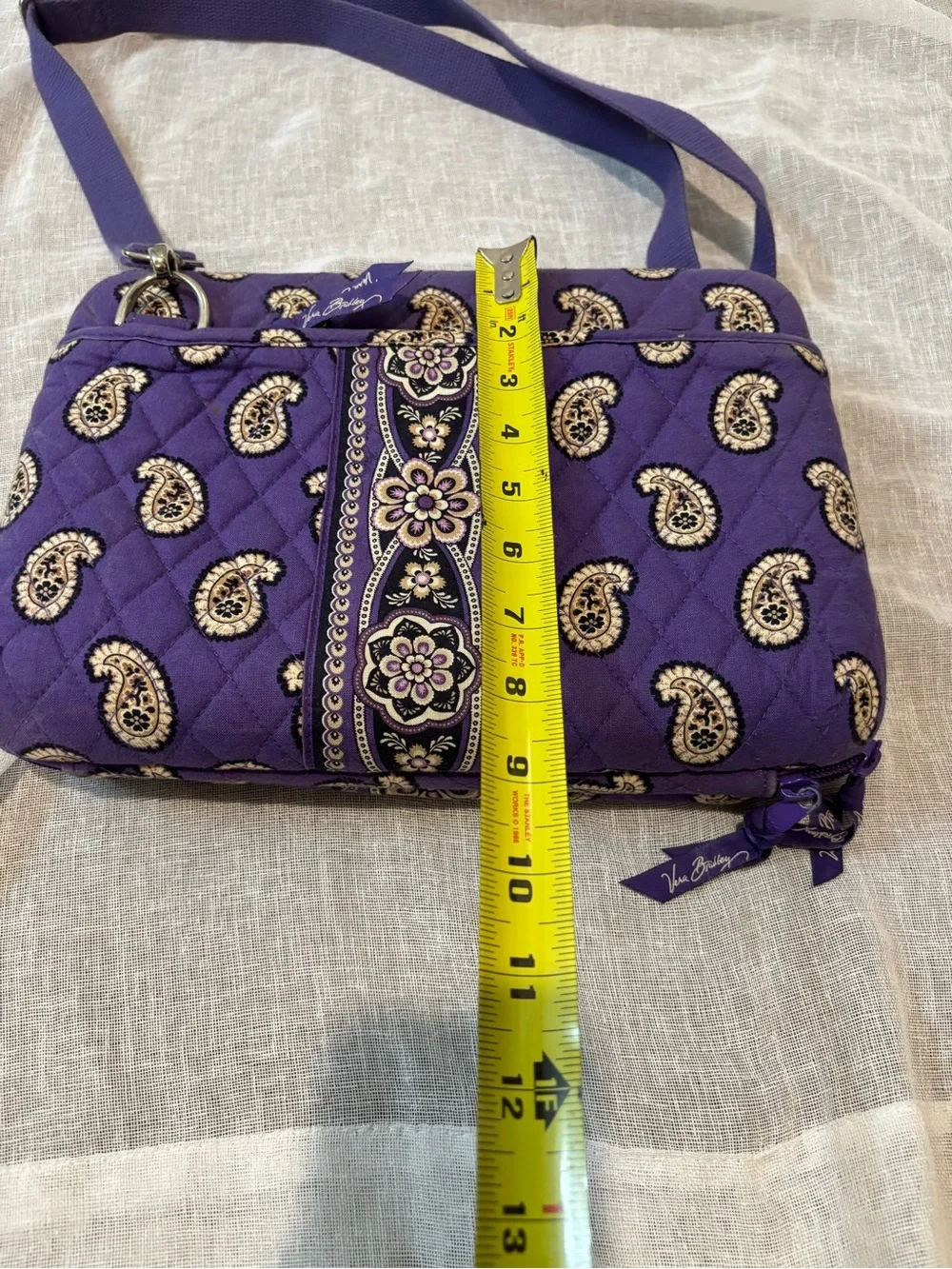 Vera Bradley Purple Paisley Laptop Hard Case Zip Shoulder Strap Inner 16” X 11”